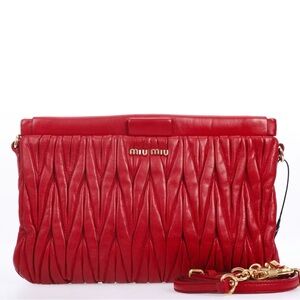Miu Miu Red Quilted Leather Clutch